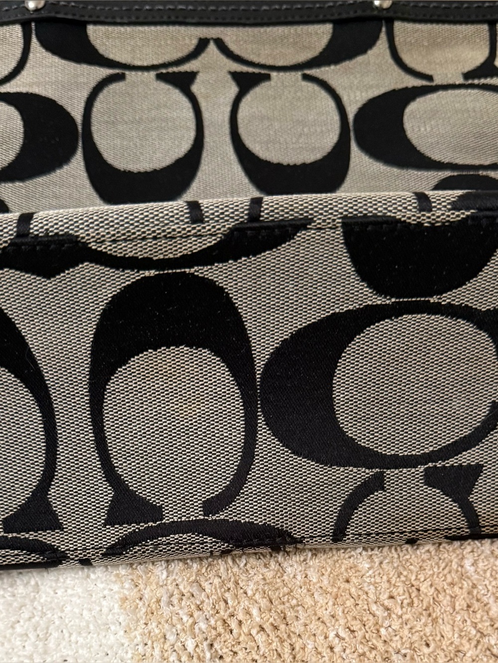 Coach  Black and Gray Signature Canvas Tote - Picture 4 of 10